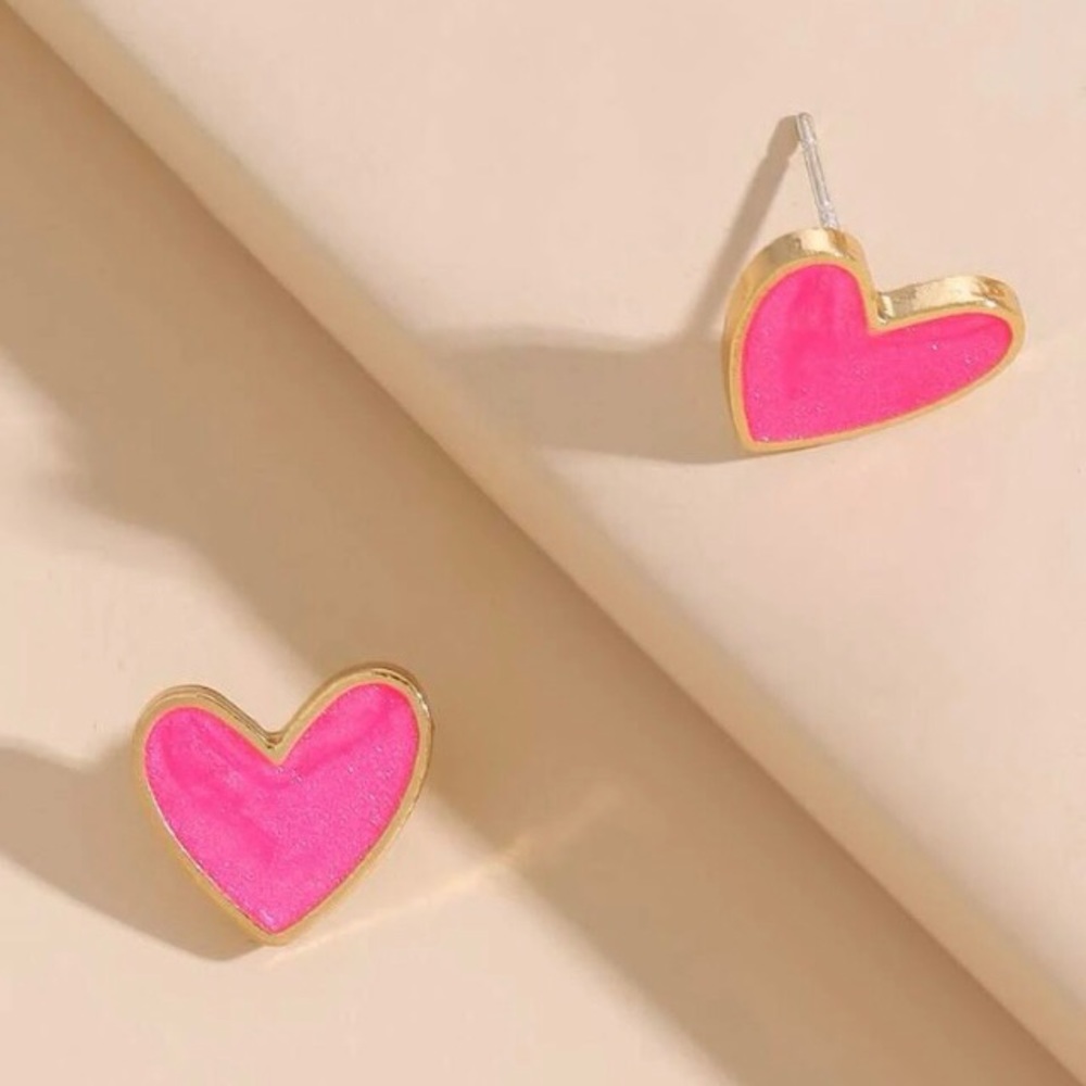 ‼️Kate Spade Style- Hot Pink Heart Earrings NWT - Picture 2 of 6